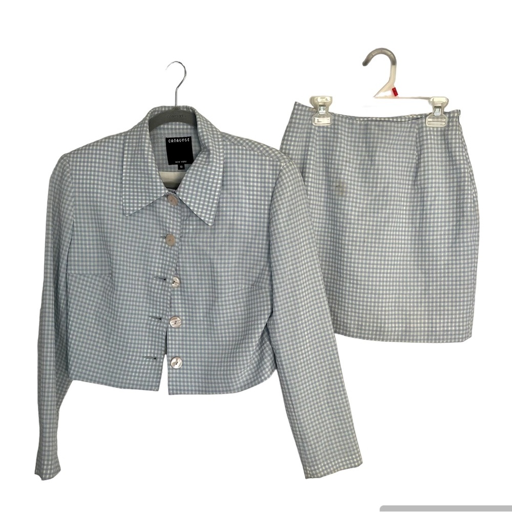 Blue Vintage Gingham Blazer Set Catalyst Gem